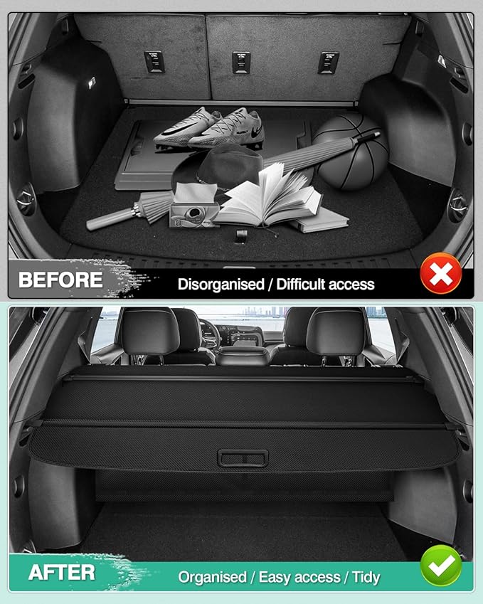 Powerty Cargo Cover for 2025 2026 Chevy Chevrolet Equinox & GMC Terrain Accessories Trunk Cover with Leather Pouch Retractable Trunk Shielding Shade Cargo Luggage Cover No Gap (Not for Equinox EV)