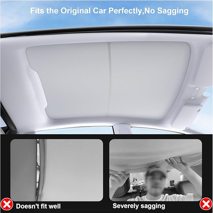 Tesla Model Y Sunshade Roof Never Sag Heat-Insulating, UV-Protective, Nano Ice-Crystal Coatings Interior Accessories for Tesla Model Y 2025-2026