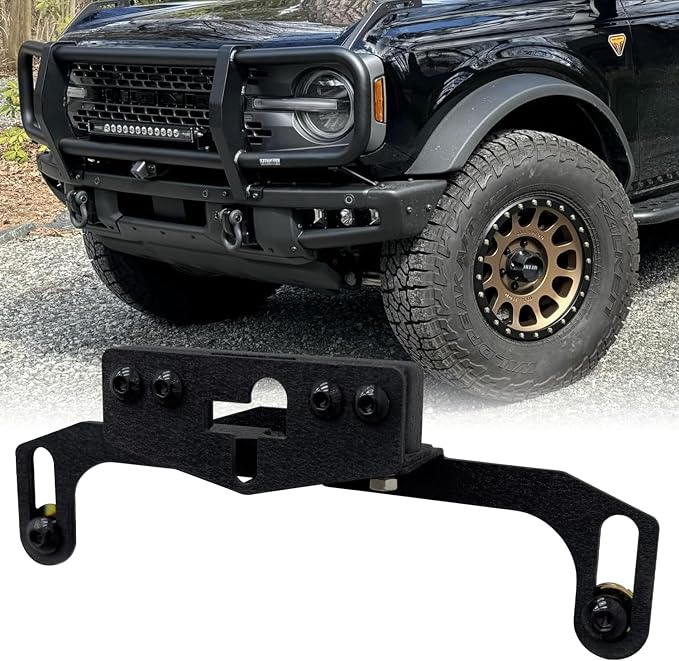 Front Camera Relocation Bracket Compatible with 2021 2022 2023 2024 2025 Ford Bronco | Corrects 360 View with Winch Bumper | Adjustable for Different Setups