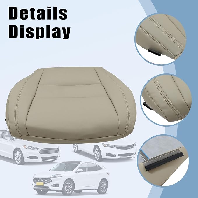 SecosAutoparts Front Driver & Passenger Side Bottom Non-Perforated Leather Replacement Seat Covers Tan Compatible with Jeep Grand Cherokee 2011-2016 Compatible with Dodge Durango 2011-2018