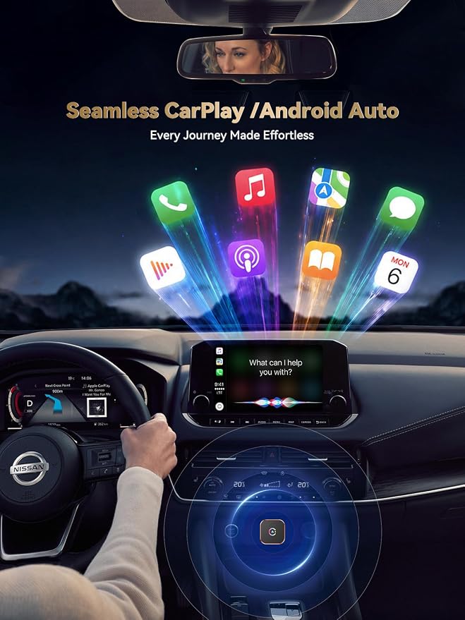 2026 Wireless CarPlay & Android Auto Adapter, Mini 2-in-1 Plug & Play Dongle Converts Wired to Wireless – Auto Reconnect, Low Latency, Works with iOS 10+ & Android 11+ for After 2016 Cars