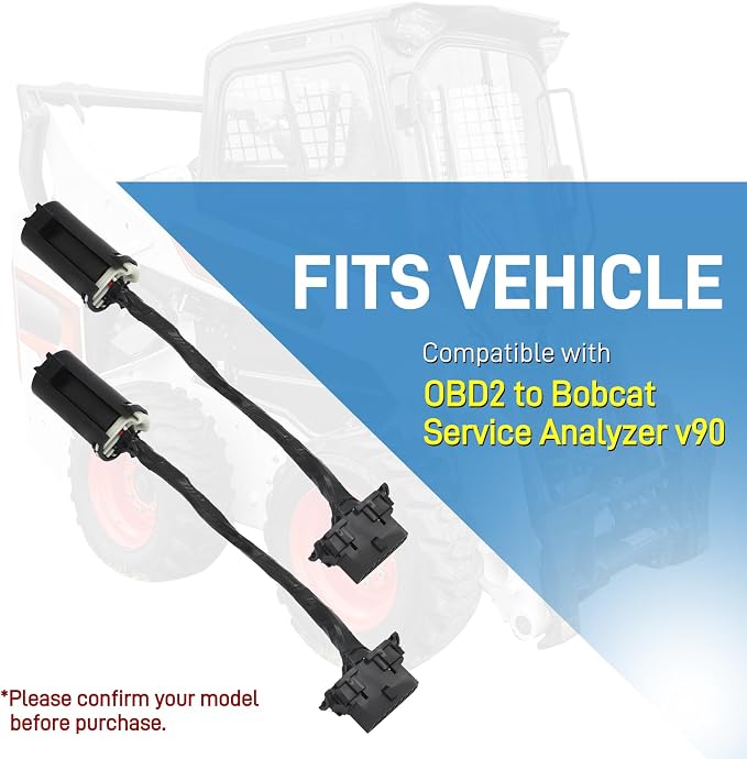 OBD2 Diagnostic Adapter Compatible with Diagnostic Service Analyzer v90, OBD2 Diagnostic Tool Cable Connector Harness for Bobcat, 2Pcs Black