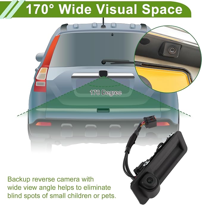 Car Park Assist Camera Rear View Backup Reverse Camera with Tailgate Handle for Hyundai Elantra 2016-2018 No.95760F0300/95760F2000/95760F2001 1 Pc