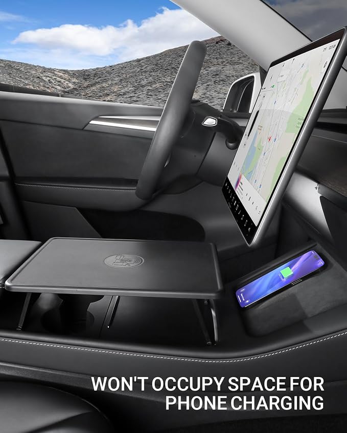 BASENOR Tesla Model 3 Model Y Center Console Table Tray and Tesla Model Y Model 3 Model S Model X LR/Plaid Tablet Holder