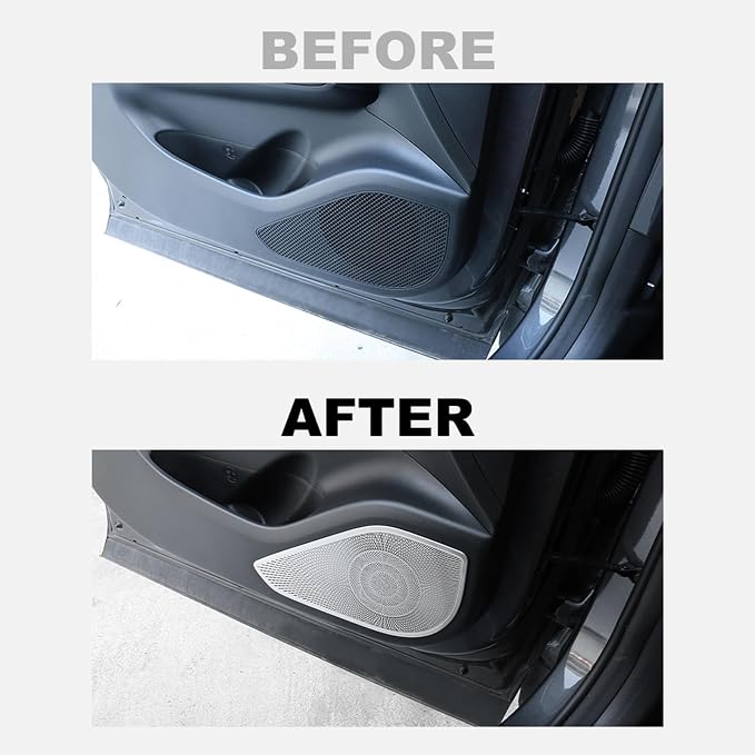 Silver Steel Door Speaker Decoration Covers Compatible with Hyundai Tucson 2022 2023 2024 2025 2026 Accessories