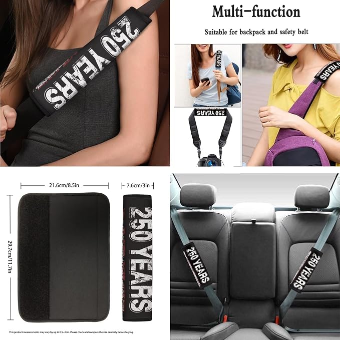AFPANQZ 250 Years Pattern Car Seat Covers with Front & Rear Full Set with Steering Wheel Cover 15"+Gear Shift Knob Cover+Handbrake Cover+Seat Belt Shoulder Pads+Car Coaster Set of 11
