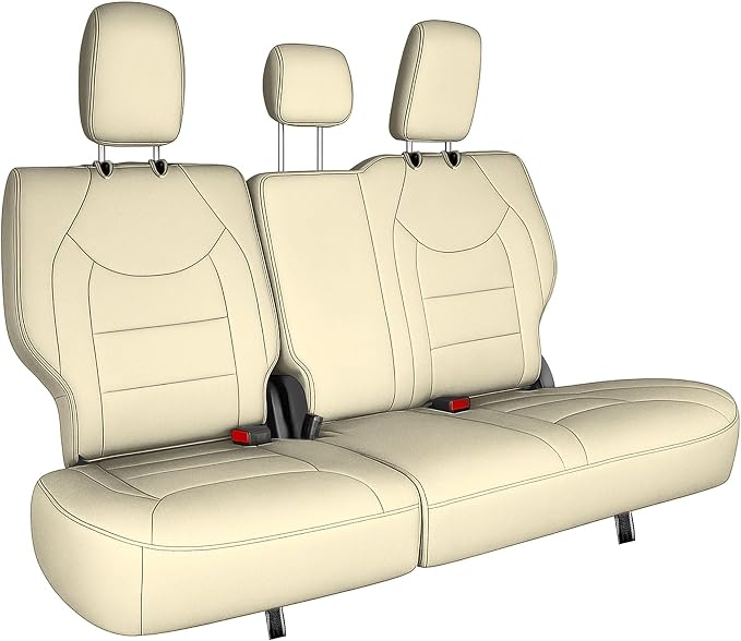 FH Group Custom Fit Car Seat Coves Speciffically Made for Chrysler Pacifica 2017-2024 - 3rd Row Set, Faux Leather, Solid Beige