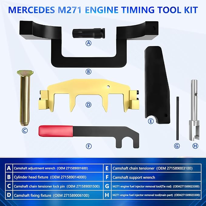 7Pcs Camshaft Alignment Engine Timing Tool Chain Fixture Tool Kit Compatible for Mercedes Benz M271 C230 271 203 Engine