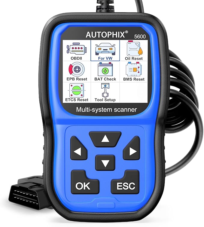 AUTOPHIX 5600P+ OBD2 Scanner fit for Volkswagen Audi VW Skoda Seat VAG Scan Tool Check Engine Light EPB ABS SRS Code Reader with Battery Registration Oil Throttle Position Adaption Brake Pad Reset