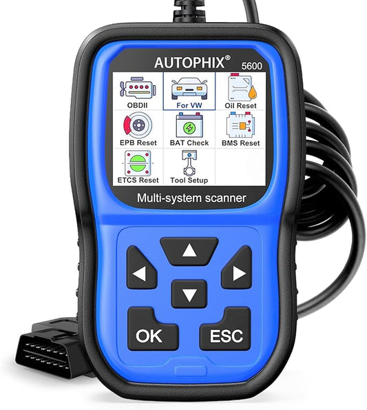 AUTOPHIX 5600P+ OBD2 Scanner fit for Volkswagen Audi VW Skoda Seat VAG Scan Tool Check Engine Light EPB ABS SRS Code Reader with Battery Registration Oil Throttle Position Adaption Brake Pad Reset