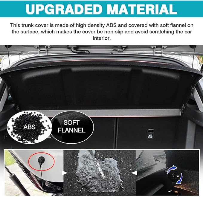 Powerty Cargo Cover for 2018-2023 Hyundai Kona Trunk Cover Trunk Shielding Shade for Kona Accessories Cargo Luggage Cover No Gap (Can Withstand Load)