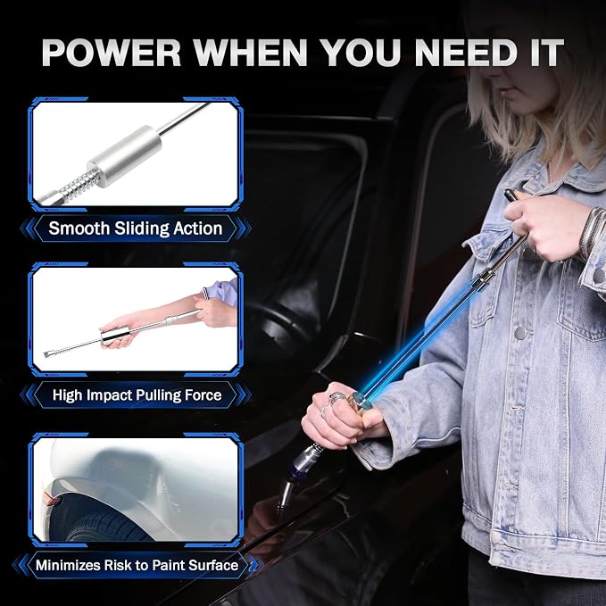 139PCS Dent Puller Kit, Paintless Dent Removal Kit, Car Dent Repair Kit with Metal Dent Lifter, Bridge Puller, T-Slide Hammer, Professional PDR Tools for dents, dings, creases and Hail Damage