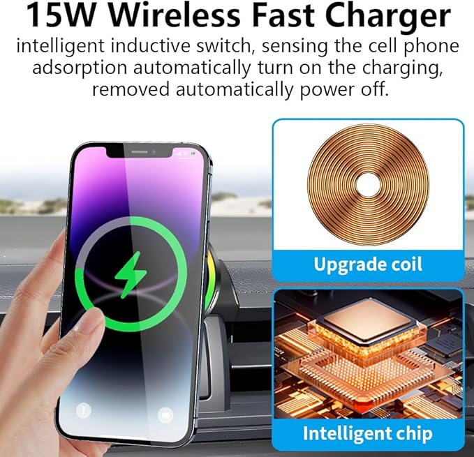 Car Magnetic Phone Mount for Toyota GR86 2022-2026 and Subaru BRZ 2022-2025 Auto Interior Accessories Best Cellphone Holder Fast 15W Wireless Charger Cell Phones Charging Screen Stand Accessory