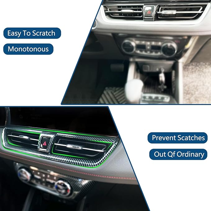 Center Console Dash Middle AC Air Condition Vent Panel Outlet Cover Trim for Chevrolet Trailblazer 2024-2026 Interior Accessories (Imitation Carbon Fiber Pattern)