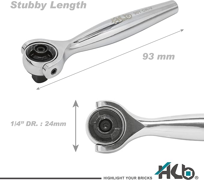 HB 62-Piece Socket and Precision Bit Set AKM026-U 90-Tooth 1/4-In Drive Swivel Head 270° Mini Ratchet Quick Release Reversible Security Bits Chrome Vanadium Steel S2 Steel Portable Case Made in Taiwan