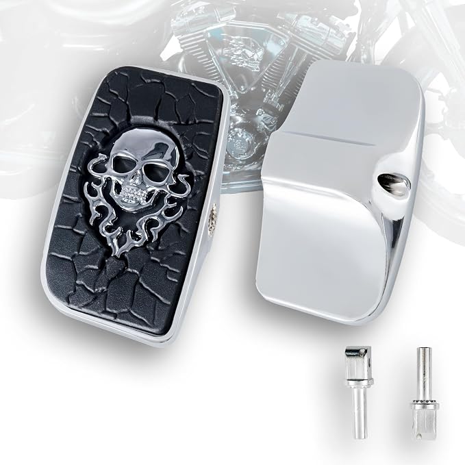 Rear Passenger Floorboard FootPeg Footboard Compatible with Kawasaki vulcan 500,800,700,750,88,900,1500,1600,1700,2000 (Chrome, MetalSkull)