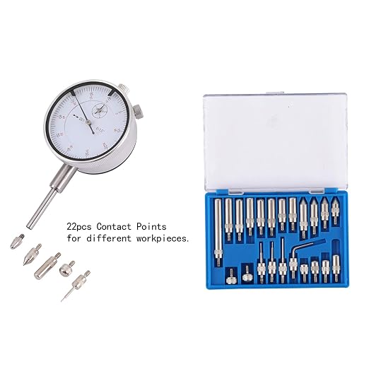Qnkaa Dial Indicator with Magnetic Base Holder Fine Adjustable Long Arm 0-1" Magnetic Dial Indicator Professional Dial Gauge 0.001"