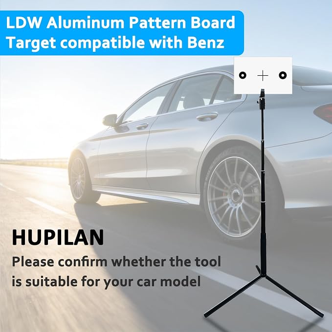 LDW Pattern Board with Bracket Compatible with Benz, ADAS Target Board | Static front camera aiming board, bracket-mounted setup, Lane Departure Warning calibration and automotive alignment