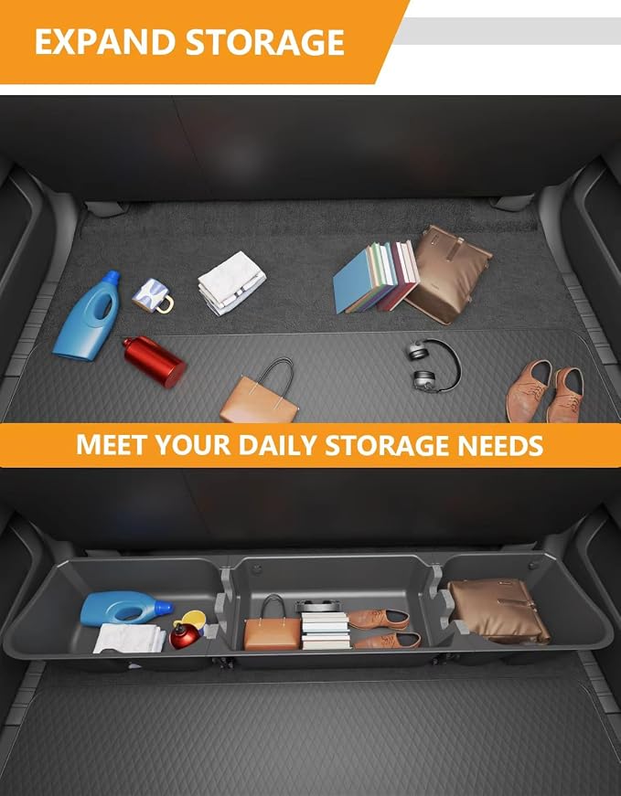 KINGGERI Under Seat Storage Boxes Compatible with 2015-2026 Ford F-150 F150 SuperCrew Cab, 2017-2026 Ford F-250 F-350 F-450 F-550 Super Duty, Upgraded Rear Under Back Seat Cargo Tool Box Organizer