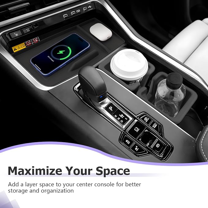 LUWU 3-Pack 2026 Lexus TX350 Accessories - Compatible with Lexus 2024 2025 2026 TX TX350/TX500h/TX500h+ Accessories Wireless Charging Anti-Slip Mat - Center Console Cup Holder Silicone Material