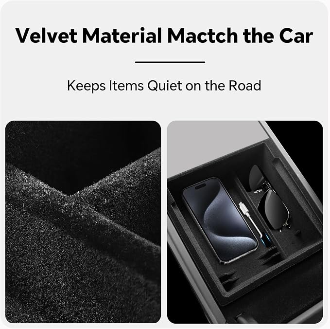 5PCS Center Console Organizer for Tesla Model 3 Highland 2024, 2025 Model Y Juniper Center Console Storage Tray Armrest Hidden Box Orgainzer and Cup Holder for 2025 Model 3 Accessories