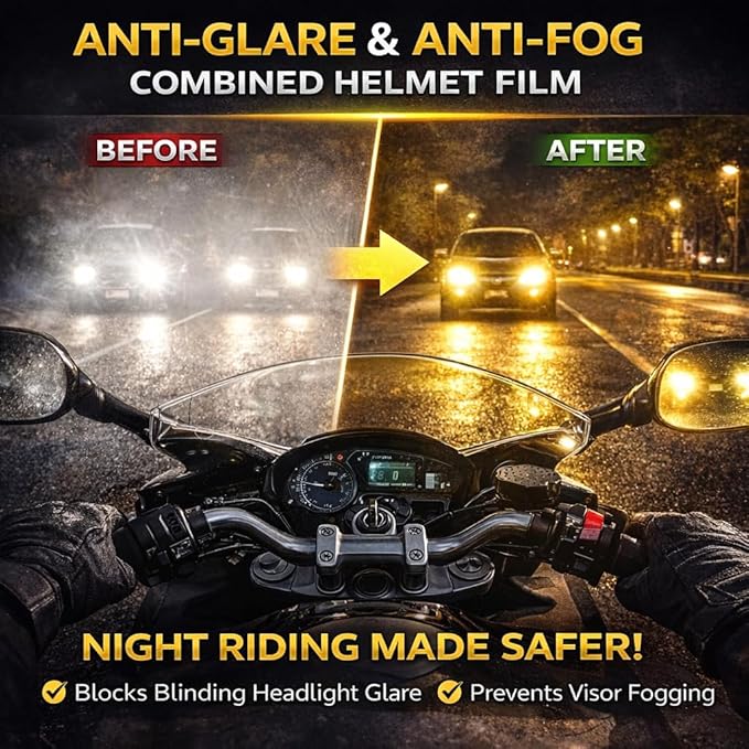 Universal Helmet Visor Anti-Glare and Anti-Fog Combined Film - Ideal for Motorcycle Helmet Lens, Alternative to Insert Lens - Ultra HD Helmet Shield Films, Anti-Steaming, Safer Rides