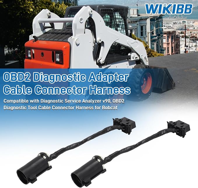 OBD2 Diagnostic Adapter Compatible with Diagnostic Service Analyzer v90, OBD2 Diagnostic Tool Cable Connector Harness for Bobcat, 2Pcs Black