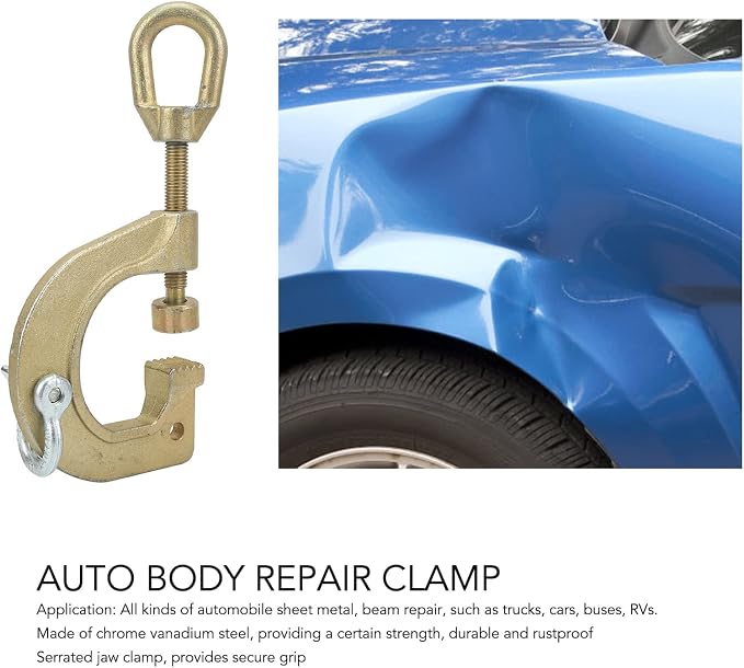Acouto Auto Body Frame Clamp 2 Way G Clamp Self Tightening Pull Clamp Frame Back Auto Body Repair Tools for Car Truck Bus, Chrome Vanadium Steel Automotive Tools & Equipment