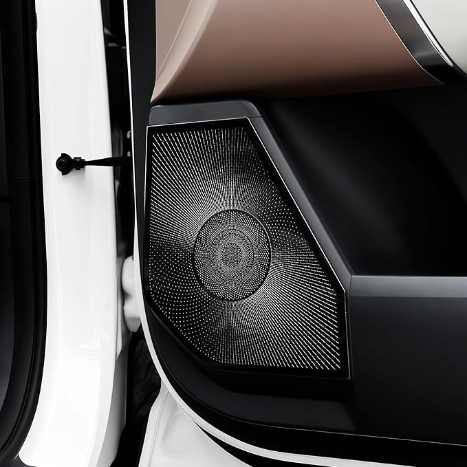 Stainless Steel Car Door Speaker Cover Car Interior Chrome Car Door Speaker Decor Cover Set Compatible with Kia SELTOS 2027 Accessories(Black)
