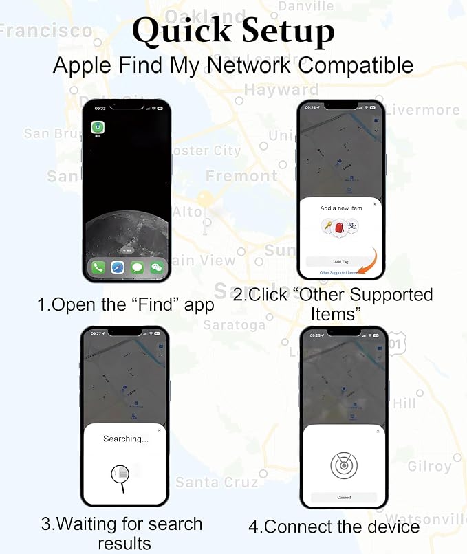 GPS Tracker for Vehicles No Subscription, Hidden Tracker Device for Vehicles, Mini Car Tracker Tag Work with Find My (iOS Only), Tracking Device for Kids, Key, Pet (4)