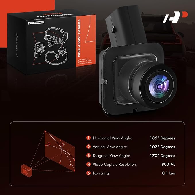 A-Premium Rear View Backup Camera C.A.P.A. Compliant Compatible with Ford | Parking Camera for Focus 2015 2016 2017 2018 - Replace# FO1960110C, F1EZ19G490A, F1ET-19G490-AC