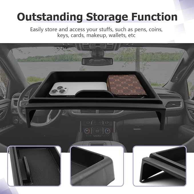 Dashboard Storage Tray Compatible with 2021 2022 2023 Yukon Tahoe Suburban Center Console Display Box Hidden Organizer Tray Behind Screen Tahoe Yukon Suburban Accessories (ONLY for 10.2Inch Screen)