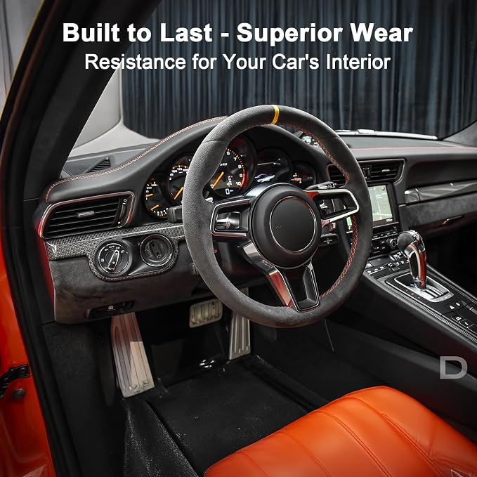 Premium Dark Grey Suede Fabric Wrap - 12x60 inch Suede Wrap for Car Interior - Self-Adhesive Microfiber and Synthetic Leather, Stretchable Interior Film for Car and Home Decor