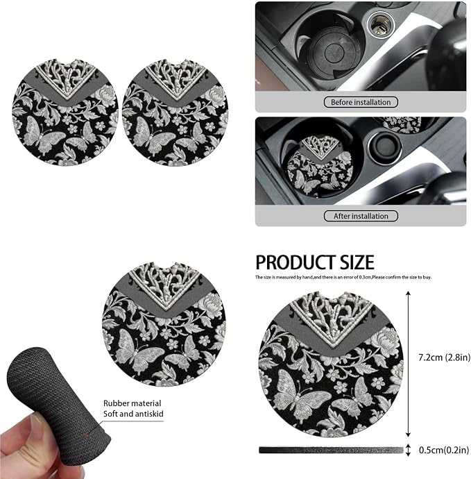 Butterfly 13 Pcs Car Seat Covers Full Set,Retro Floral Butterfly Auto Front and Rear Bench Seat Protector, Flower Moth Print Steering Wheel Sleeve Auto Armrest Cover