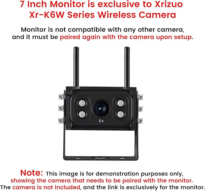 Xr-K6W Series 7 Inch RV Wireless Backup Camera Monitor, Applicable to Xr-K6W