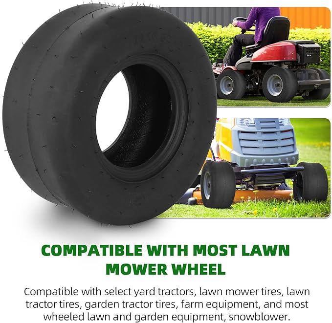 AR-PRO (2-Pack) 13x6.50-6 Lawn Mower Tires, Replacement 13x6.5-6 Smooth Tractor Turf Tire, 4 Ply Lawn Mower Tire Tubeless 480lbs Load Capacity, Fit for Most Riding Mower, Lawn Garden Tractors