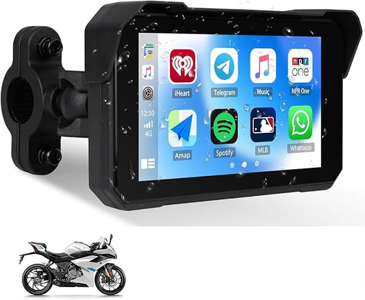 CAMECHO Wireless Motorcycle CarPlay & Android Auto 5 inch Touch Screen Waterproof Portable Moto Car Play Screen with Bluetooth, Navigation, Siri, Google Assistant for Motorbike