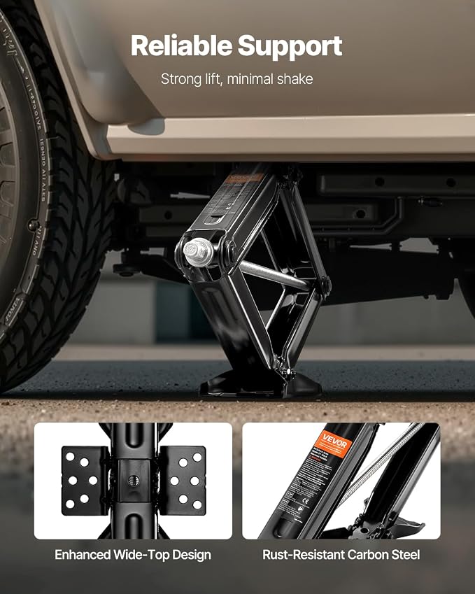 VEVOR 5000 lbs RV Scissor Jacks, 4-23.4 in RV Stabilizer Leveling Scissor Jacks, Set of 4, Heavy Duty Stabilizer Jack with Crank Handle, Socket and Bubble Levels, Not Easily Bent or Deformed