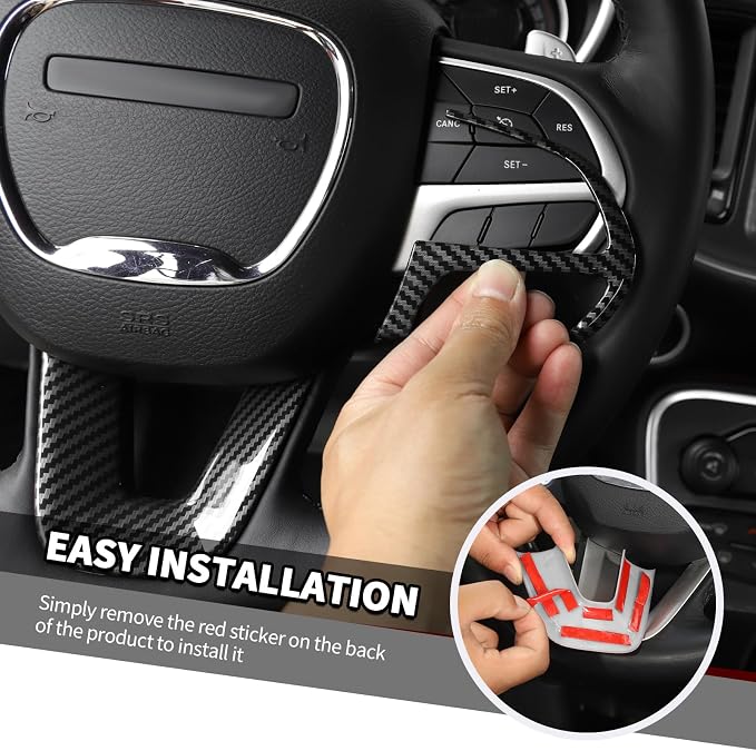 Jimen Fit for Dodge Charger 2015-2023, 12PCS Interior Trim Kits - Center Console Dash Panel, Air Conditioning Control Panel, Gear Shift Cover, Headlight Switch Frame (Carbon Fiber)