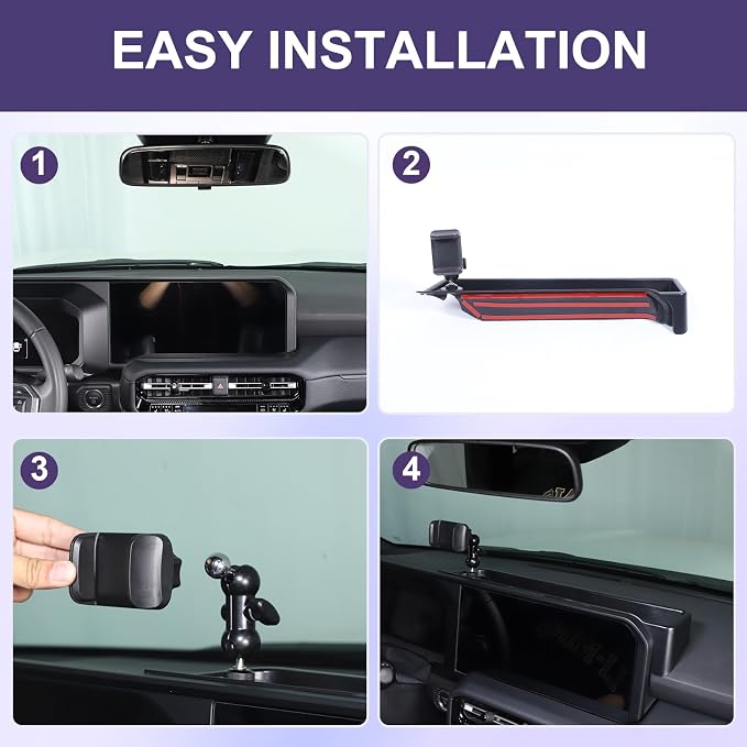 Car Center Console Dash Organizer with Phone Holder Compatible with Toyota Land Cruiser 250 Prado LC250 J250 2024 2025,ABS Dashboard Tray Storage Box Interior Accessories (Phone Mount Holder A)