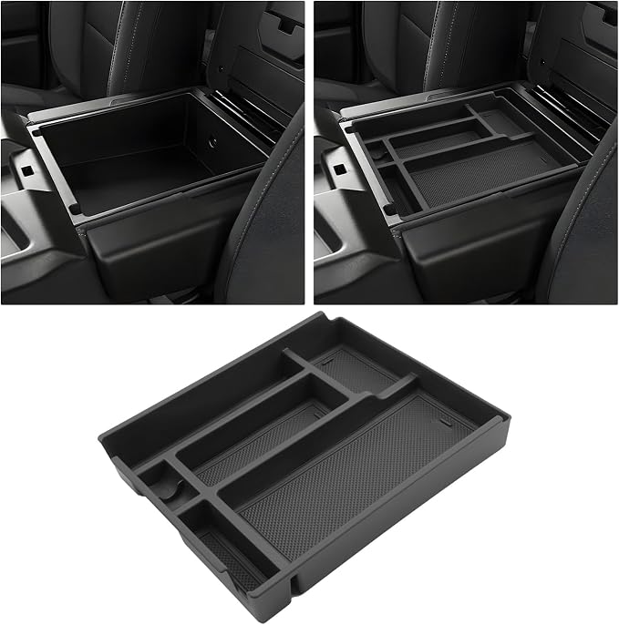 For 2019-2026 Chevy Silverado/Sierra 1500& 2020-2026 Silverado 2500HD 3500HD (Split-Bench Folding Seat) Center Console Upper Center Console Organizer ABS Materials
