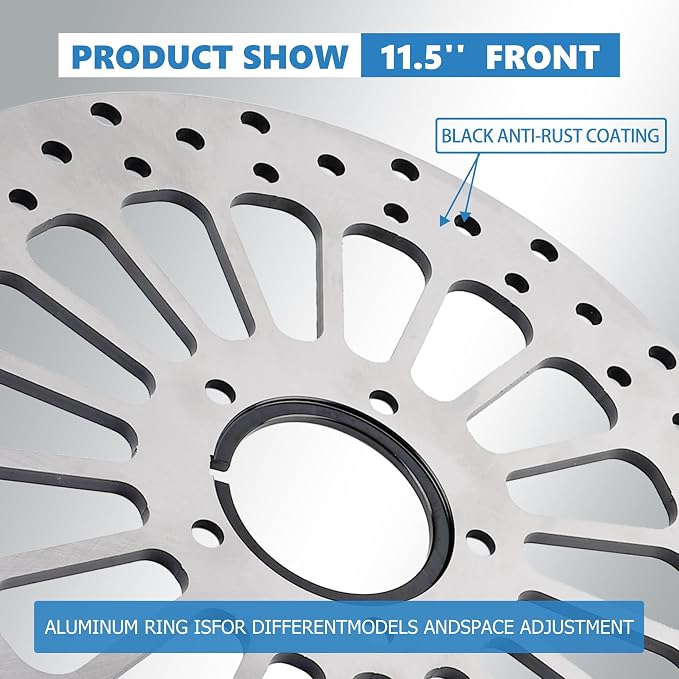 11.5'' Front Brake Rotor Disc Compatible with Harley Davidson Touring Sportster Dyna and Early Super Glide Softail, 420 Stainless Steel Rotors