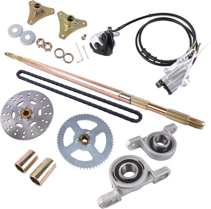 Rear Live Axle Kit Sprocket & Hub Brake Assembly Chain,Hub Replacement for Drift Trike Go Kart