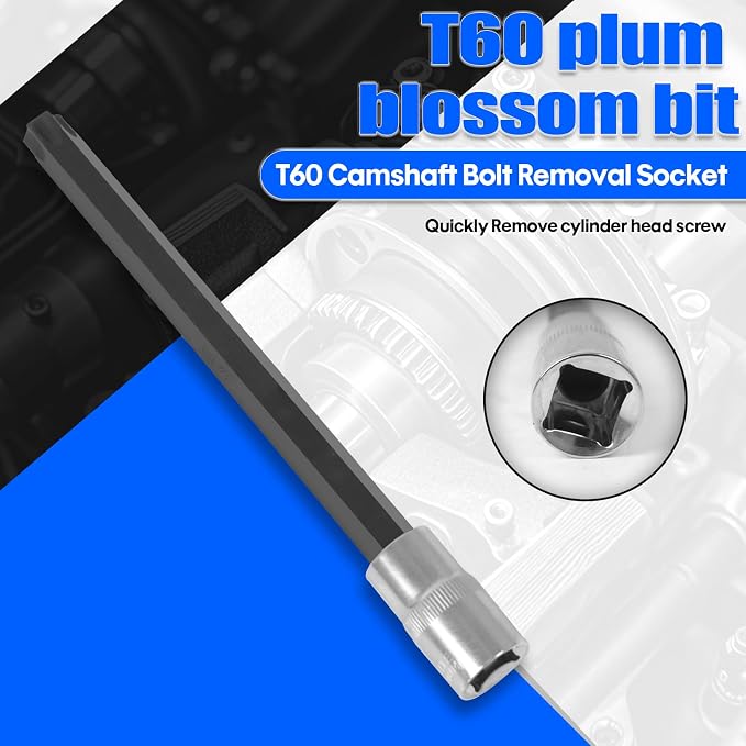 Camshaft Locking Tool Kit with T60 Socket Vanos Solenoid Valve Remover Fit for BMW B36/B37/B38/B46/B47/B48/B58 Engines, Fit for BMW Mini F-Series/G-Series Replaces 2360895 116480