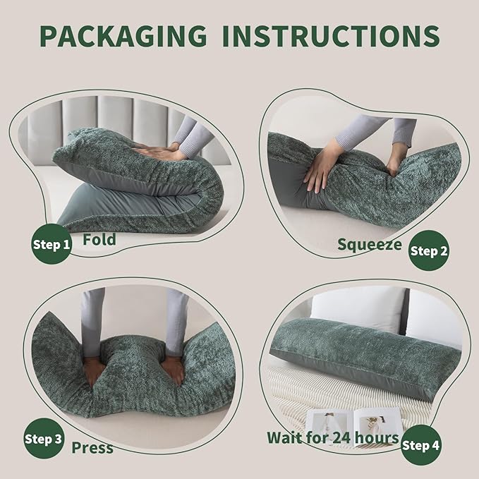 WhatsBedding Memory Foam Body Pillow with Plush Fuzzy Cover, Full Body Pillow for Adults, Long Pillow for Sleeping, Soft Fluffy Supportive