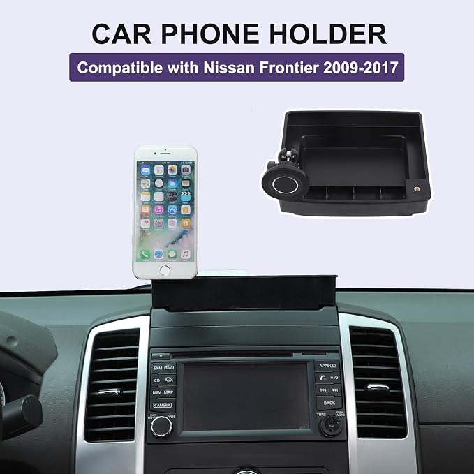 Dash Organizer Tray with Magnetic Phone Holder Compatible with Nissan Frontier 2009-2017,ABS Car Dashboard Storage Box Organizer Holder Tray Mobile Phone Mount Interior Accessories (Style-E)