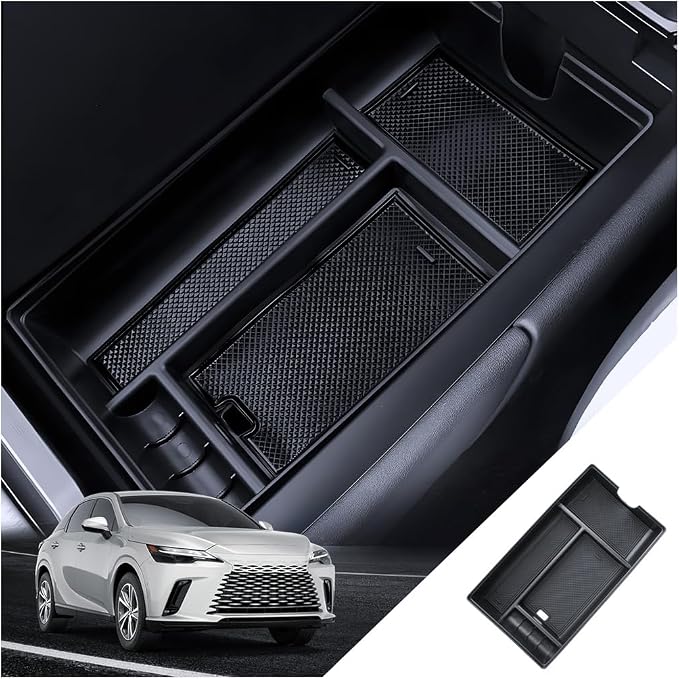 for RX Center Console Organizer 2023 2024 2025 2026 Lexus RX350/RX450/RX500 Accessories Armrest Tray Middle Storage Box Insert Container Durable ABS Plastic