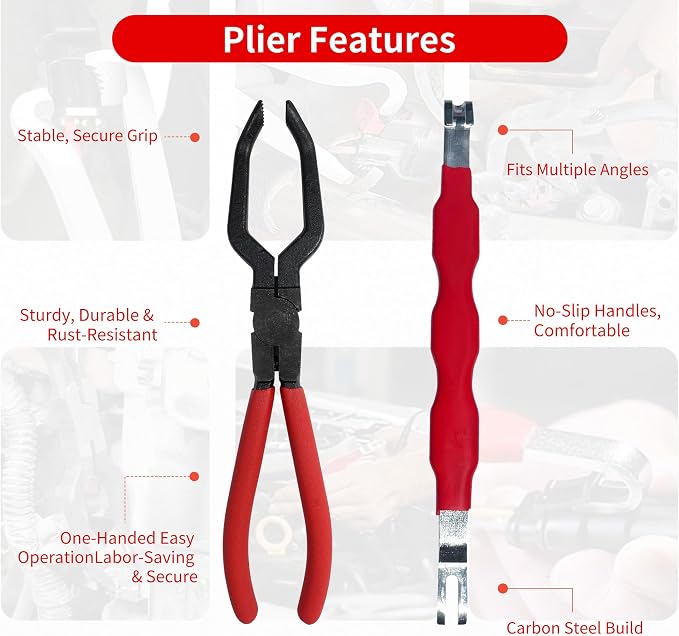 Electrical Disconnect Pliers for Cars 5-Piece - Electrical Connector Disconnect Tool Set, Automotive Plug Connector Separator Removal Tool & Hose Clamp Pliers(Straight+60 Degree)