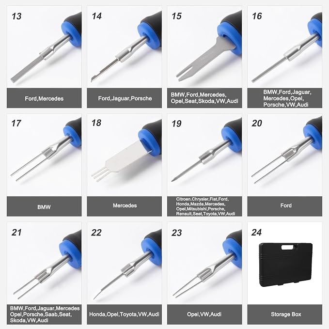 23PCS Universal Terminal Removal Tool Kit, Pin Electrical Terminal | Wire Connector Removal, Terminal Release Electrical Connector Removal Tool Kit for American Domestic and Imported Vehicles