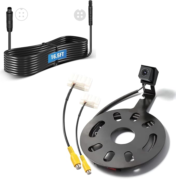 EWAY Classic 1.0 Backup Camera w/ 16FT 4PIN Extension Cable for Jeep Wrangler Spare Tire Mount 2007-2018, Rear View Reverse Camera for JK JKU Rubicon Sahara Removable Guidelines w/OEM Monitor Adapter